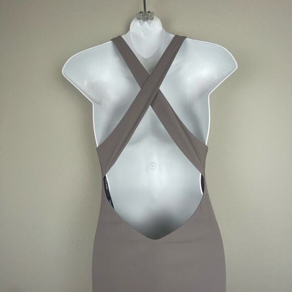 Laundry by Shelli Segal Formal Dress Size 10 – Taupe, Open Crisscross Back - Picture 4 of 8